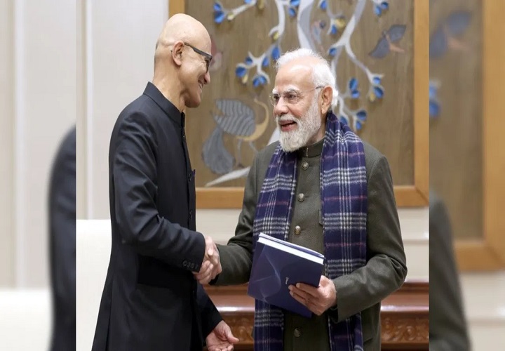Microsoft के CEO सत्या नडेला ने प्रधानमंत्री नरेंद्र मोदी से की मुलाकात