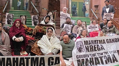 जी राम जी बिल के विरोध में विपक्ष का आधी रात धरना