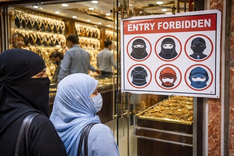 ज्वेलरी दूकानों में अब हेलमेट-बुर्का पहनकर एंट्री पर रोक