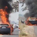 BJP मंडल अध्यक्ष की कार में लगी भीषण आग, डिप्टी सीएम के कार्यक्रम में जाते वक्त रास्ते में हुआ हादसा