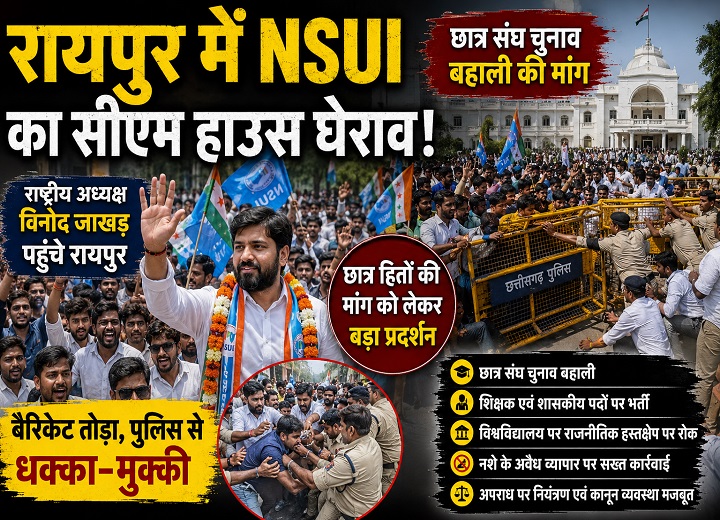 NSUI का सीएम हाउस घेराव