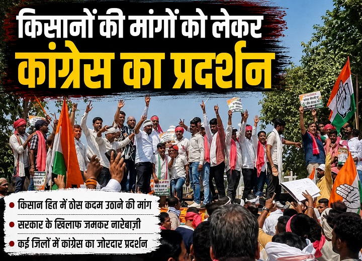किसानों के मुद्दों पर गरजी कांग्रेस