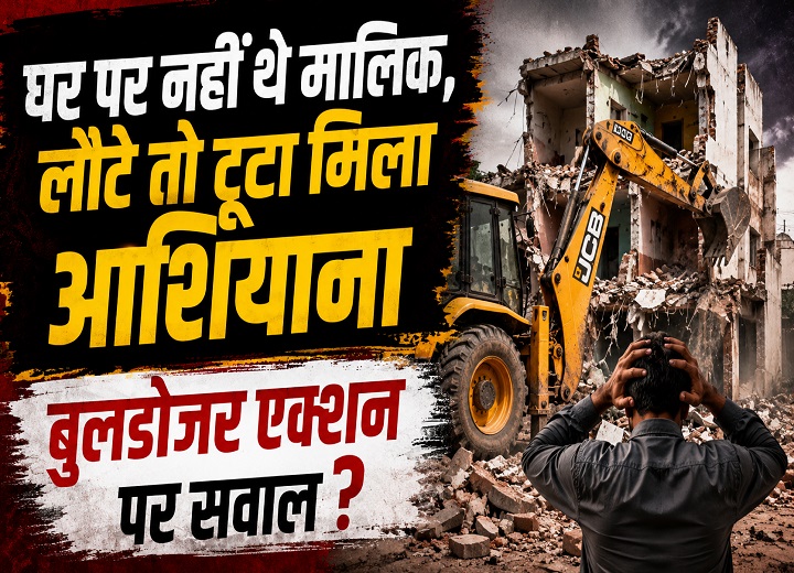 सूने घरों और झोपड़ियों पर चला बुलडोजर