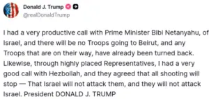 Trump Netanyahu Phone Call