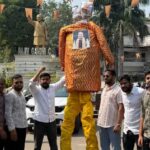 रायपुर में NSUI का जोरदार प्रदर्शन: PM मोदी और मुख्य निर्वाचन आयुक्त के 21 फीट के पुतलों का किया दहन